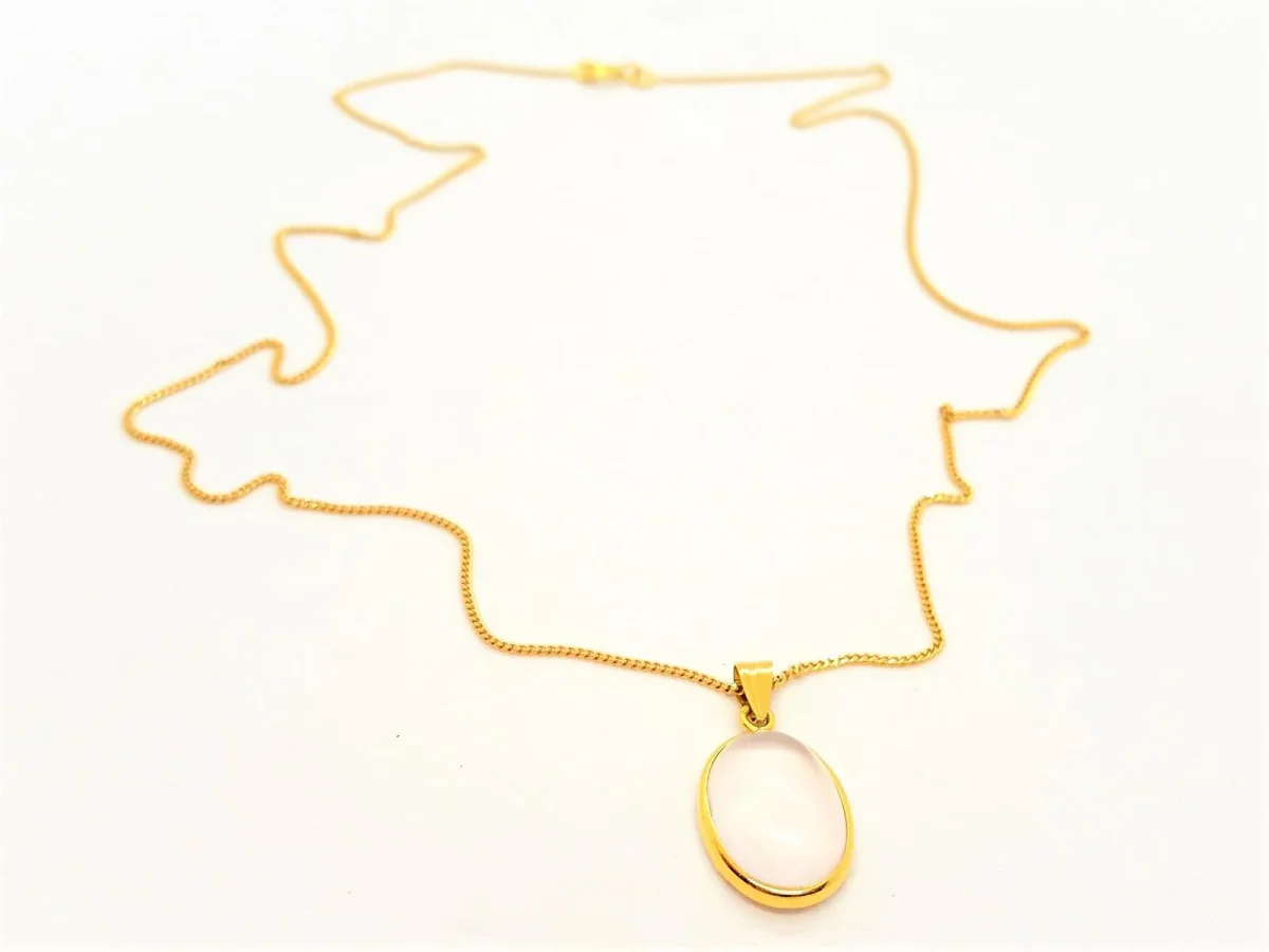 Collier Chaîne + pendentif Or jaune Quartz