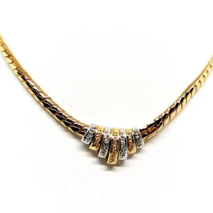 Collier Maille anglaise Or jaune, Or blanc Diamant