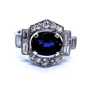 Bague Art déco Platine Iolite, Diamant