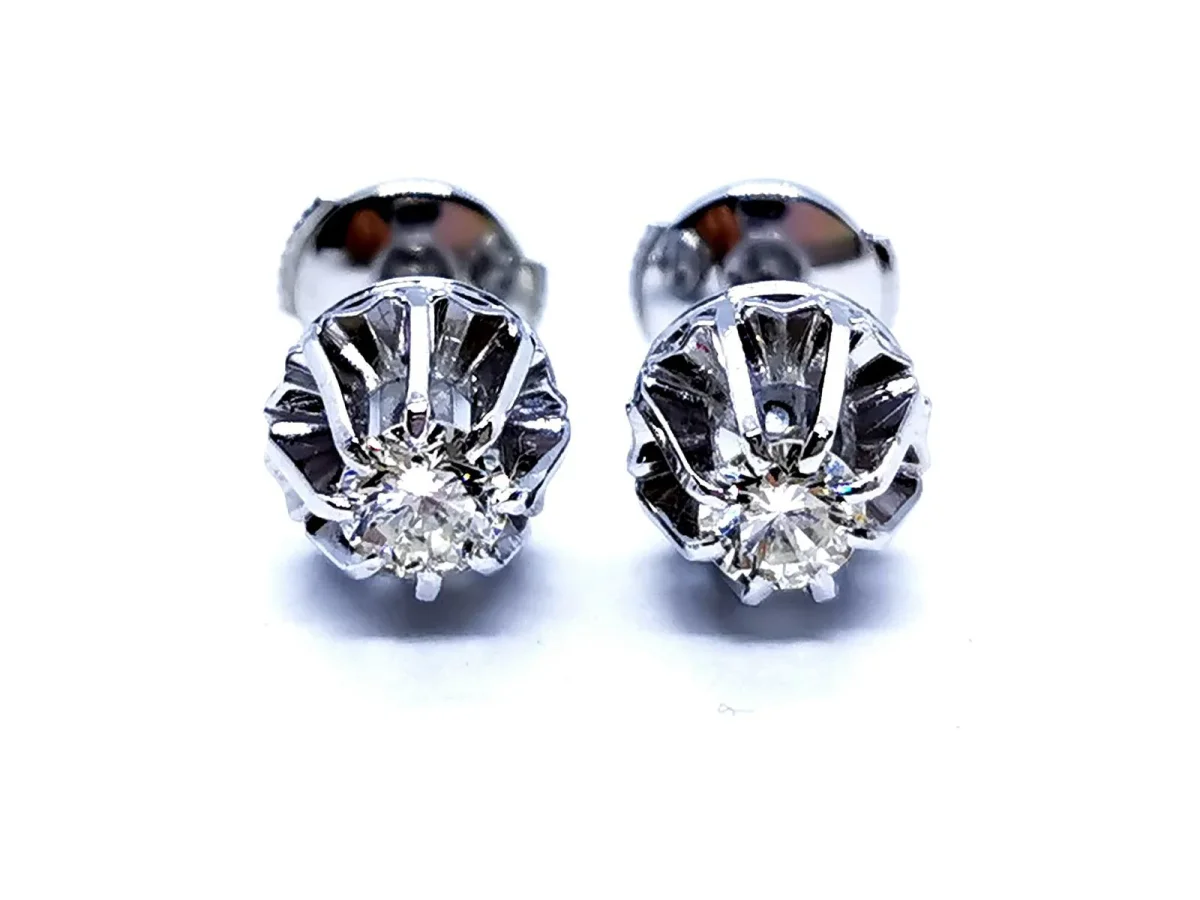 Boucles d'oreilles Art déco Or blanc Diamant – Image 2