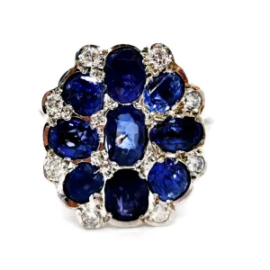 Bague Art déco Or blanc Saphir, Diamant