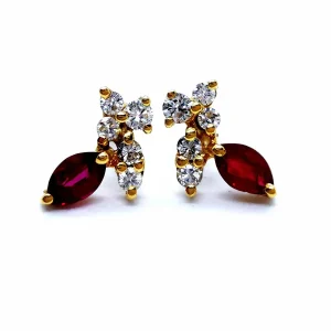 Boucles d'oreilles Or jaune Rubis, Diamant