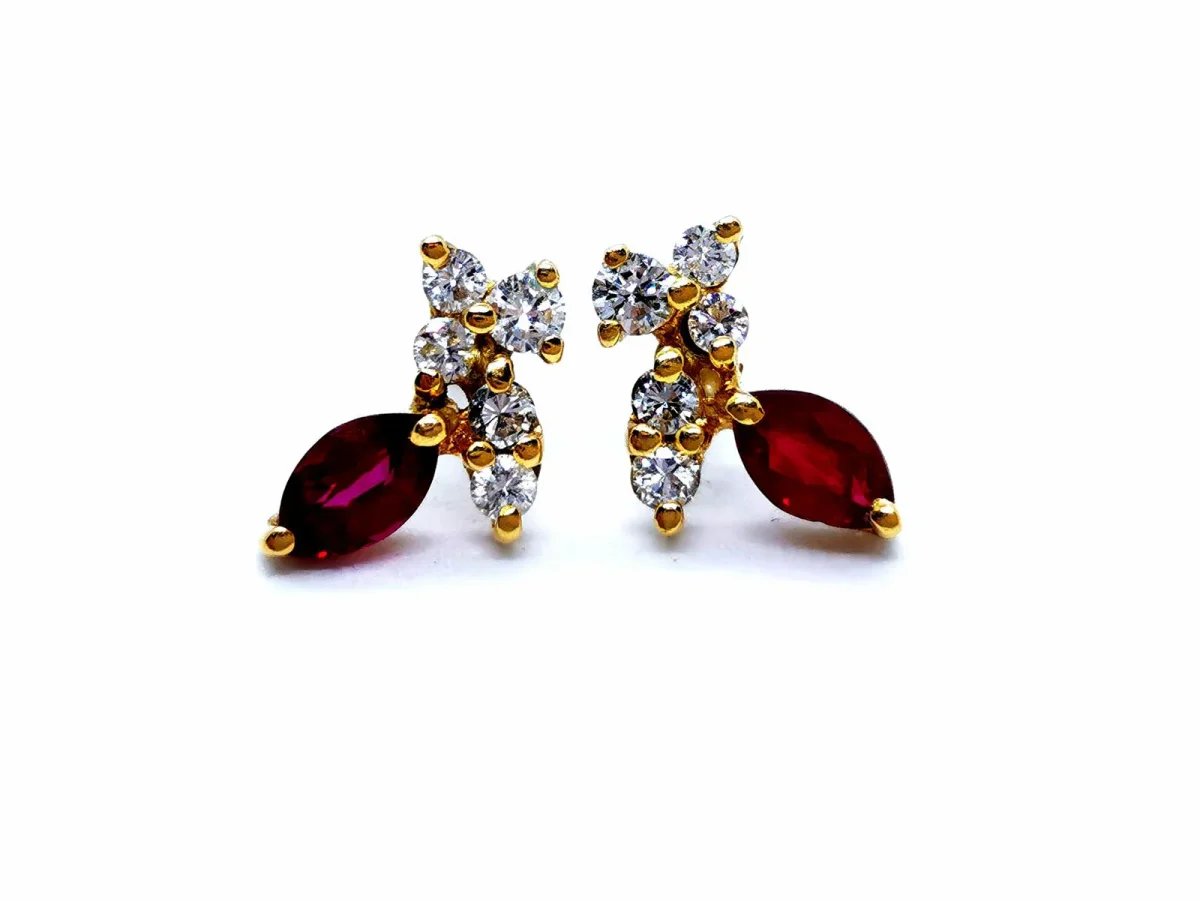 Boucles d'oreilles Or jaune Rubis, Diamant – Image 2