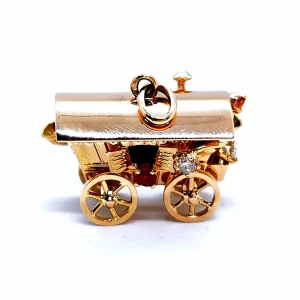 Pendentif Vintage Or jaune Diamant, Rubis, Citrine