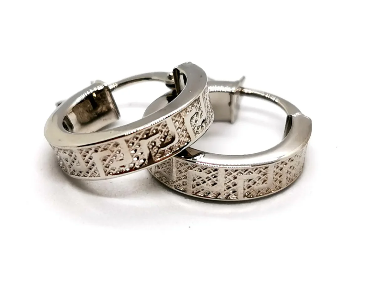 Boucles d'oreilles Créoles Or blanc – Image 2