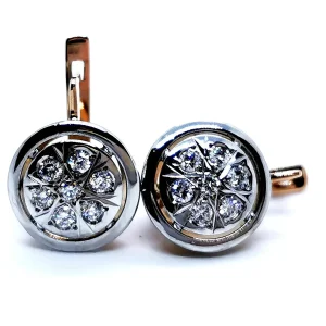 Boucles d'oreilles Art déco Or rose, Or blanc Diamant