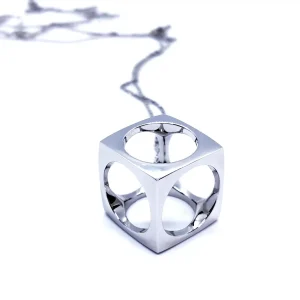 Dinh van Collier Chaîne + pendentif Pavé Argent