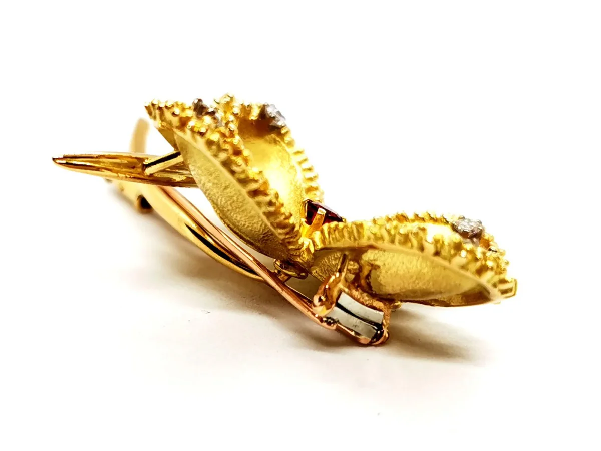 Broche Vintage Or jaune Rubis, Diamant – Image 8