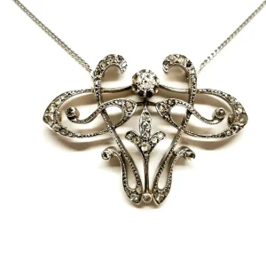 Collier Art déco Or blanc Diamant