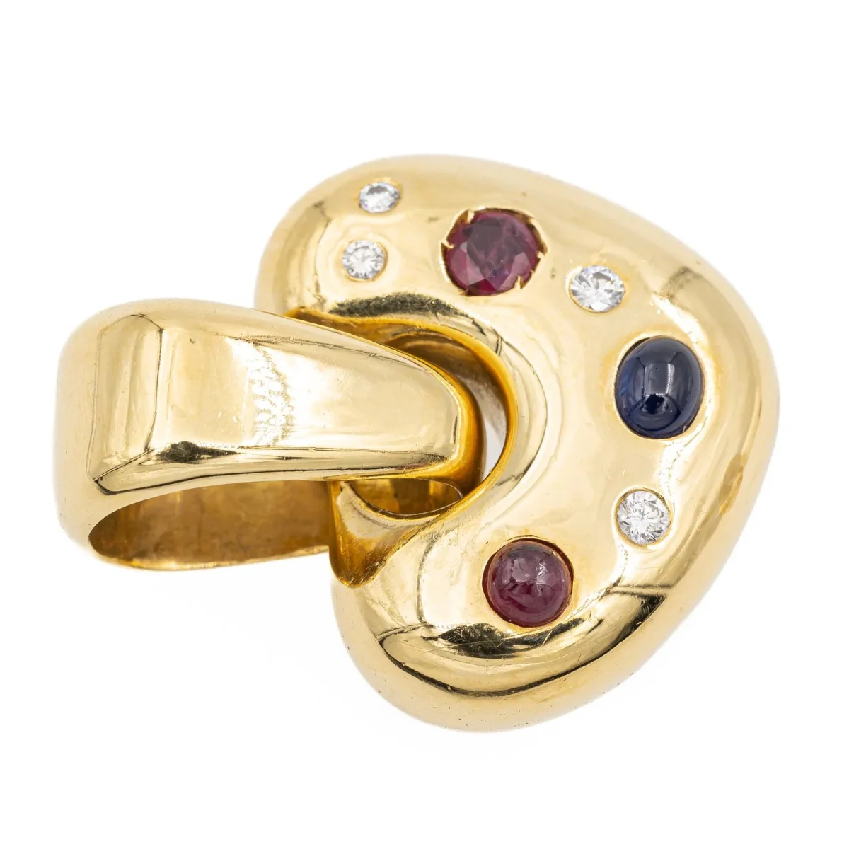 Pendentif Coeur Or jaune Diamant, Rubis, Saphir – Image 5