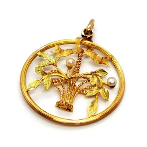 Pendentif Art déco Or jaune Perle