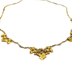 Collier Art déco Or jaune, Platine Diamant