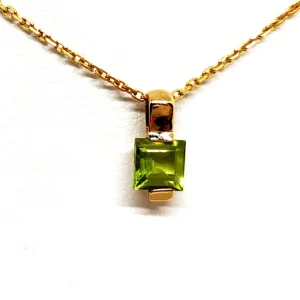 Collier Chaîne + pendentif Or jaune Péridot