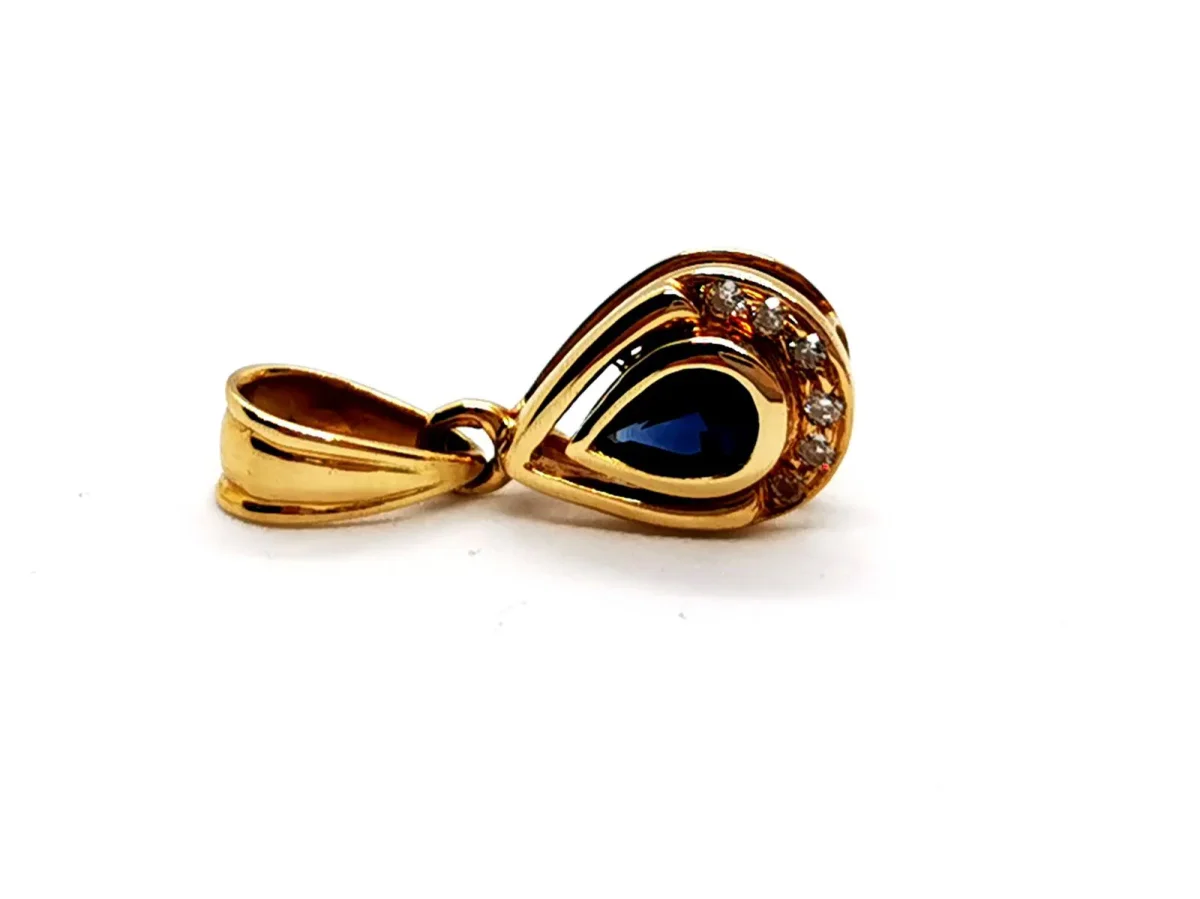Pendentif Or jaune Saphir, Diamant – Image 2