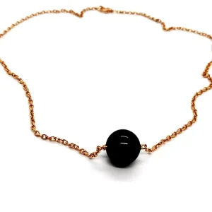Collier Chaîne + pendentif Or rose Onyx