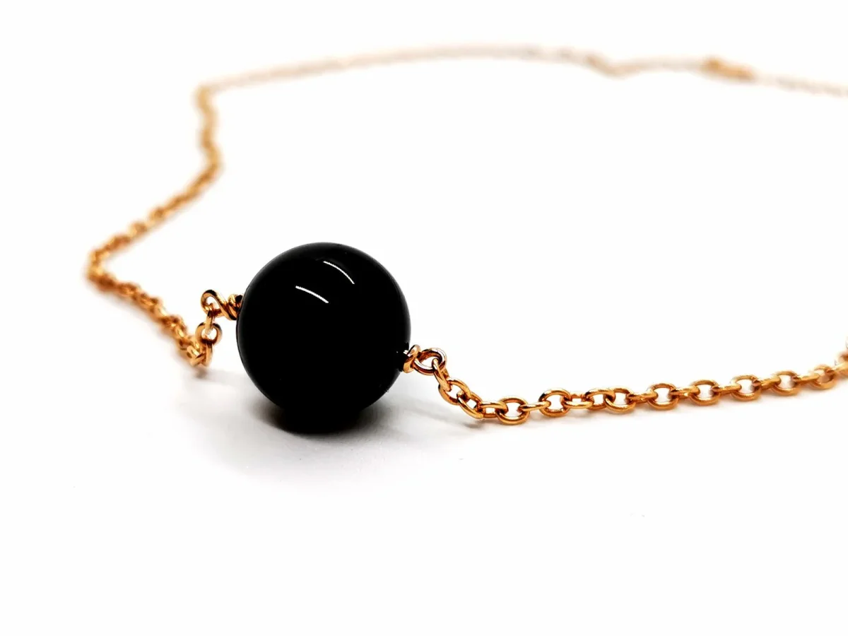Collier Chaîne + pendentif Or rose Onyx – Image 8