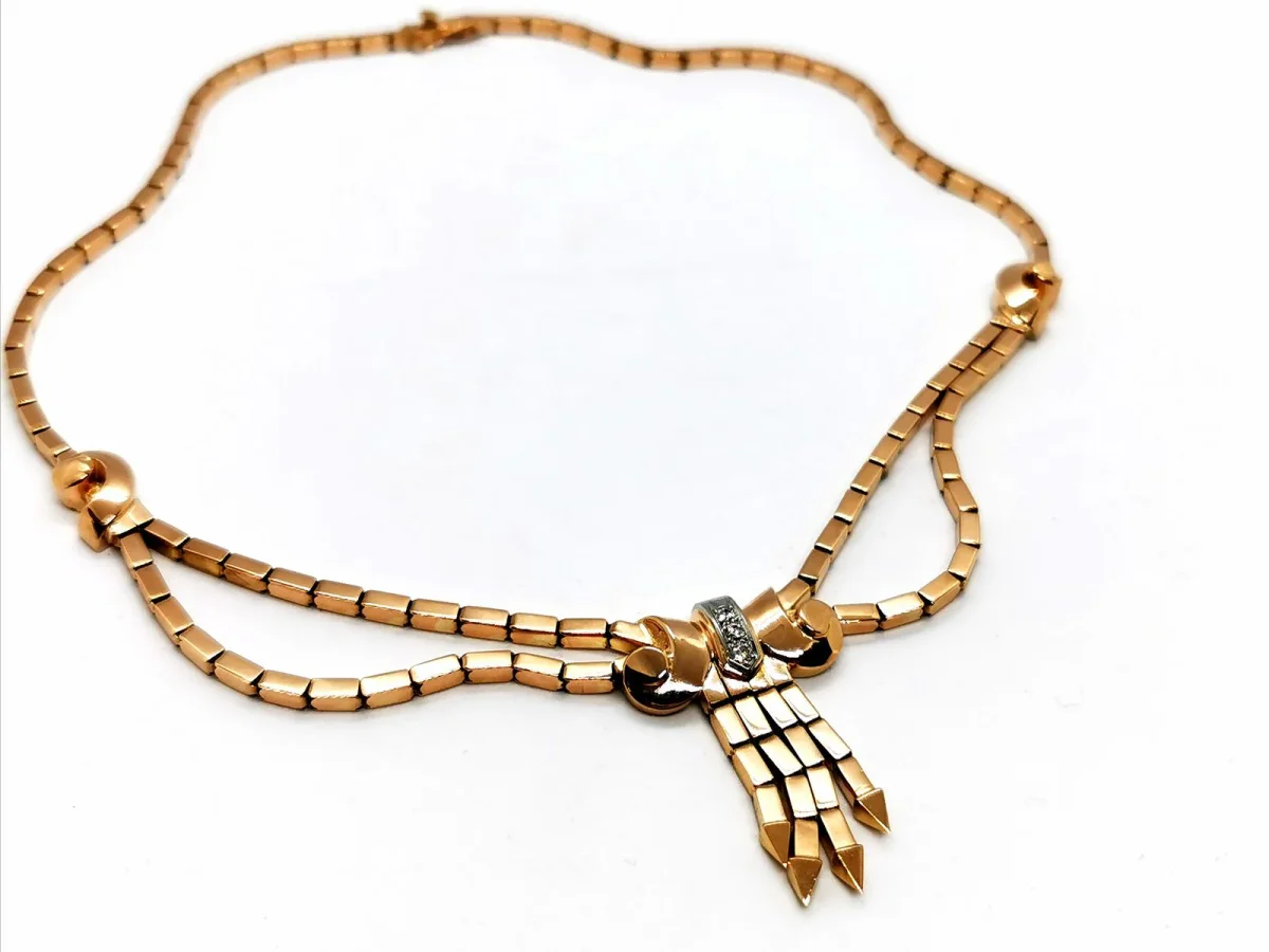 Collier Vintage Or jaune Diamant – Image 2