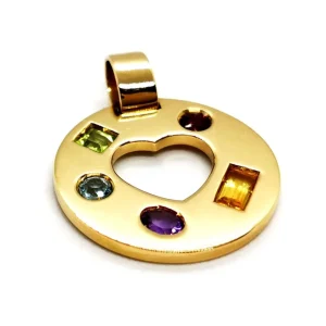 Pendentif Or jaune Péridot, Citrine, Améthyste