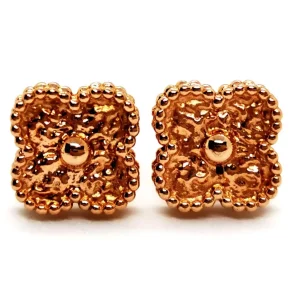 Van cleef & arpels Boucles d'oreilles Puces Sweet alhambra Or rose