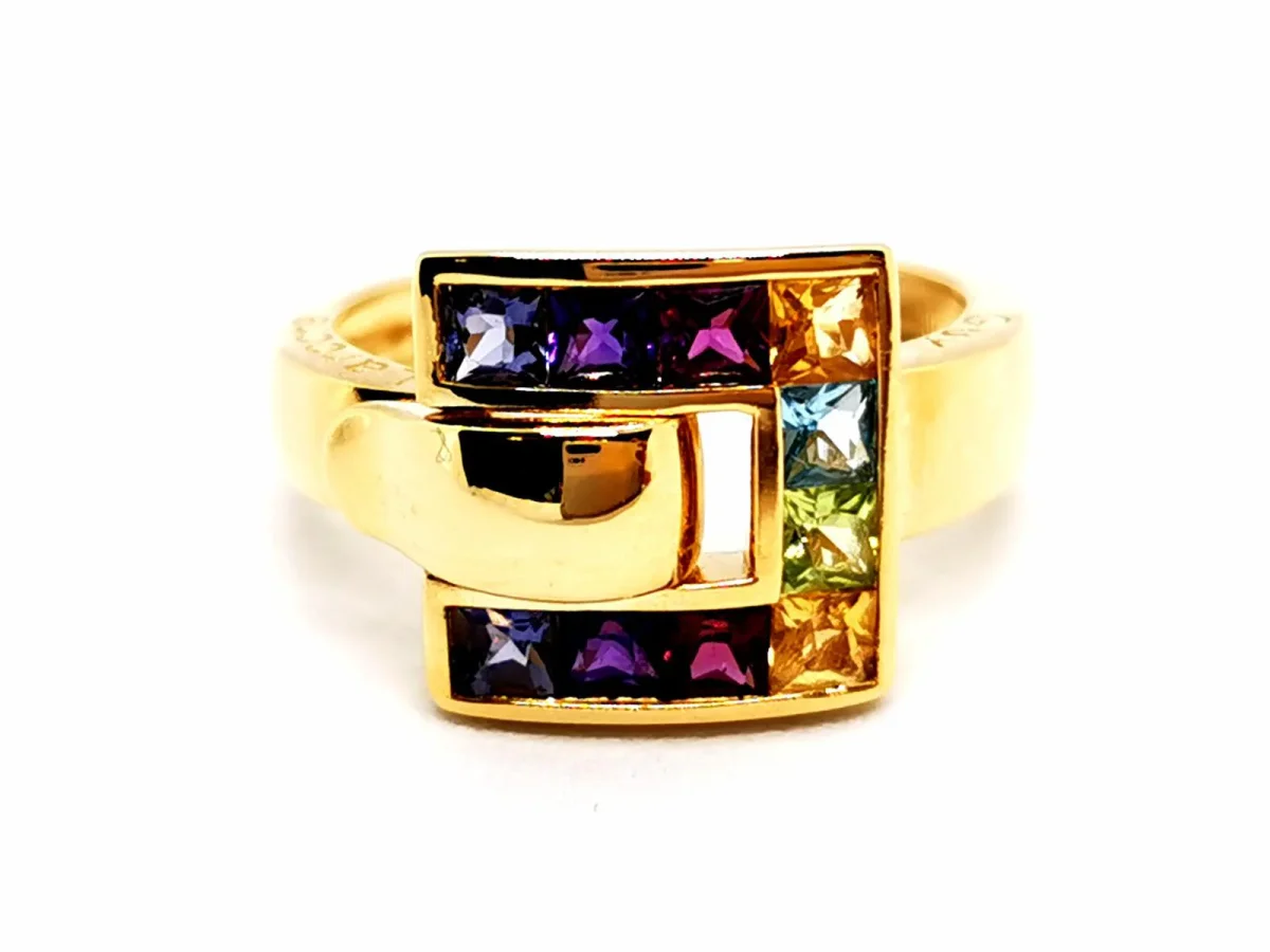 Guy laroche Bague Or jaune Améthyste, Rhodolite, Citrine – Image 2