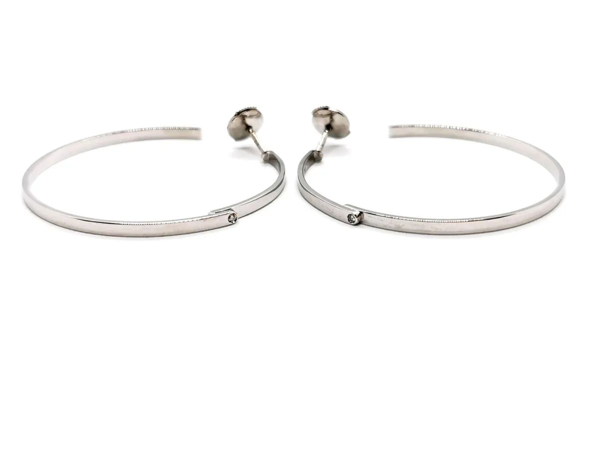 Dinh van Boucles d'oreilles Créoles Double sens Or blanc Diamant – Image 2