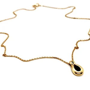Collier Chaîne + pendentif Or jaune Saphir, Diamant