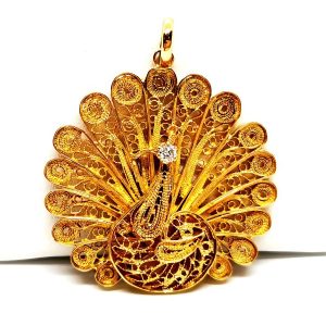 Pendentif Paon Or jaune Diamant