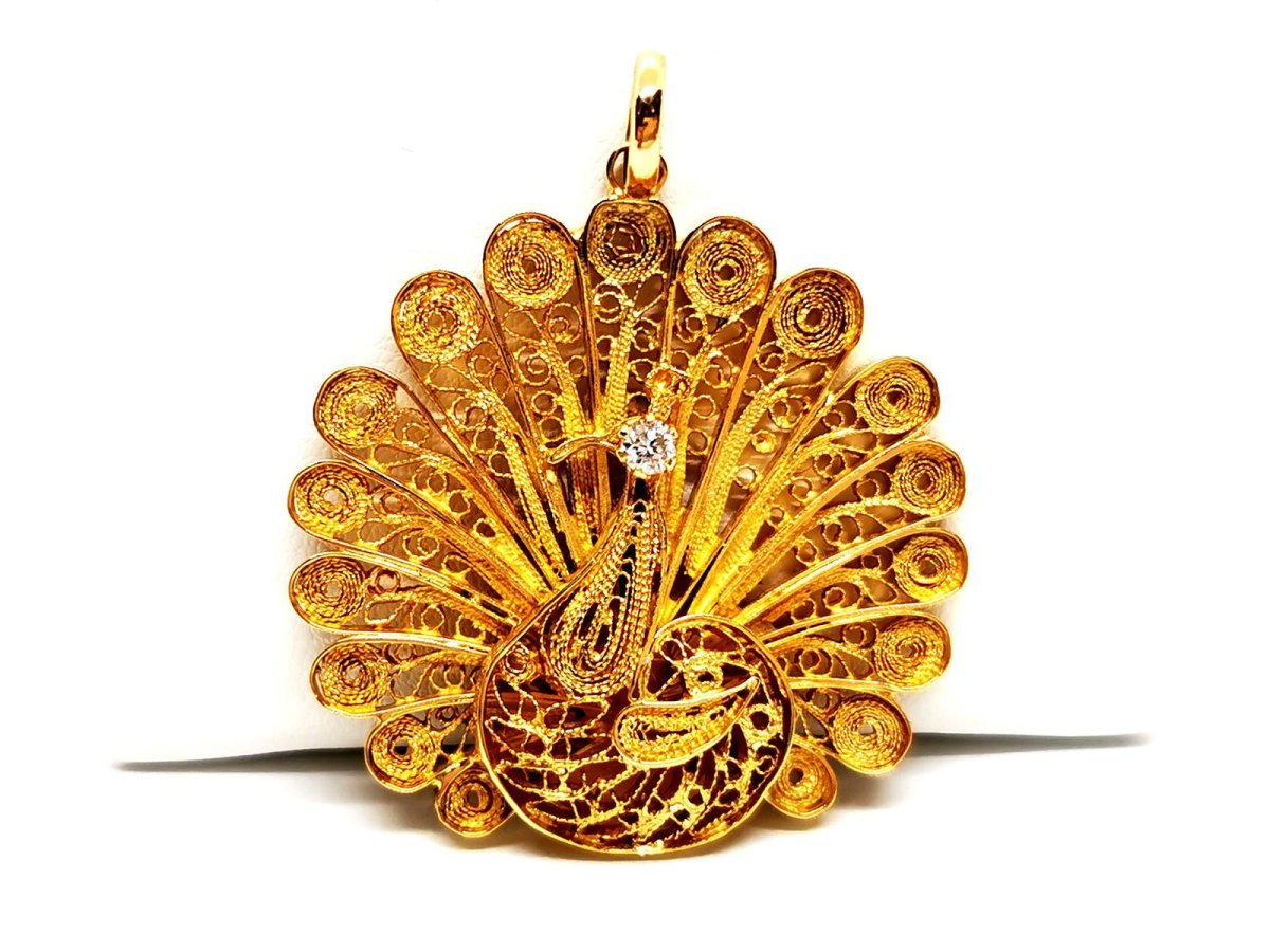 Pendentif Paon Or jaune Diamant