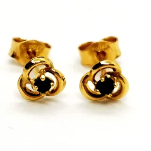 Boucles d'oreilles Puces Or jaune Saphir
