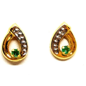 Boucles d'oreilles Puces Or jaune Emeraude