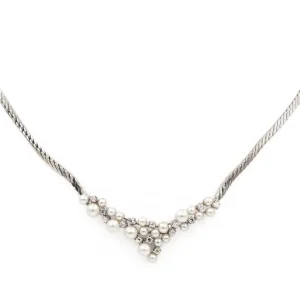Collier Vintage Or blanc Diamant, Perle