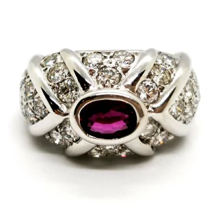 Bague Or blanc Rubis, Diamant