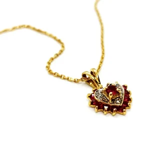 Collier Chaîne + pendentif Or jaune Rubis, Diamant