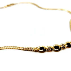 Collier Maille anglaise Or jaune Saphir, Diamant