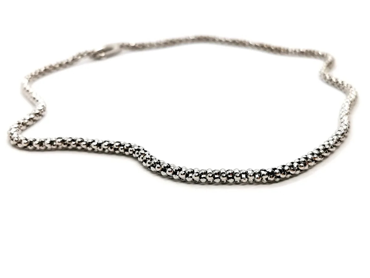 Chimento Collier Maille pop corn Or blanc