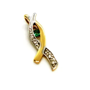Pendentif Or jaune, Or blanc Emeraude, Diamant
