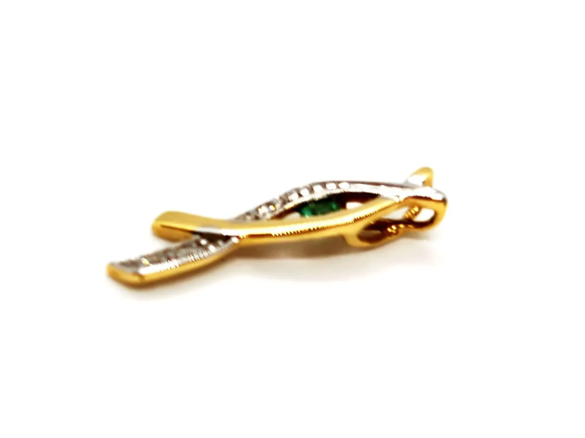 Pendentif Or jaune, Or blanc Emeraude, Diamant – Image 4