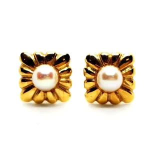 Boucles d'oreilles Puces Or jaune Perle