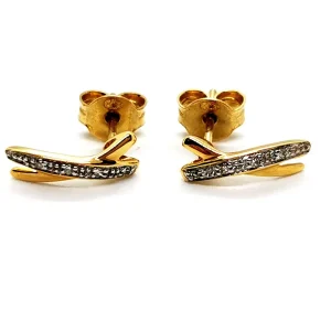 Boucles d'oreilles Puces Or jaune, Or blanc Diamant