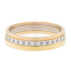 Bague Alliance Or jaune, Or blanc, Or rose Diamant