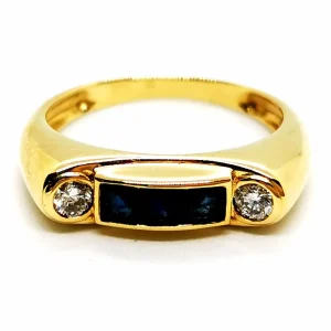 Bague Art Déco Or jaune Saphir, Diamant