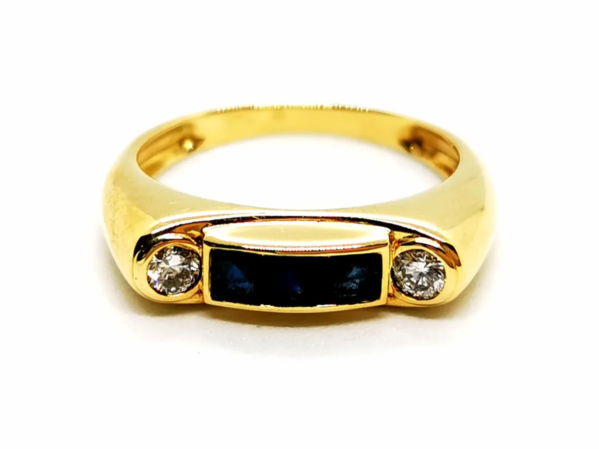 Bague Art Déco Or jaune Saphir, Diamant – Image 2