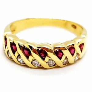 Bague Alliance Or jaune Rubis, Diamant