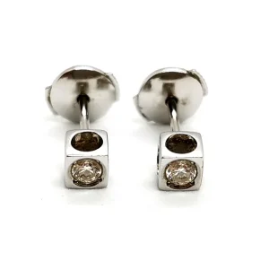 Dinh van Boucles d'oreilles Puces Cube Or blanc Diamant