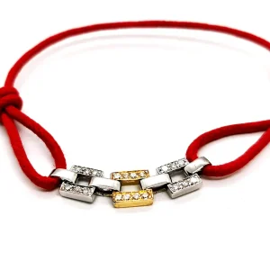 Bracelet Cordon Or blanc, Or jaune Diamant