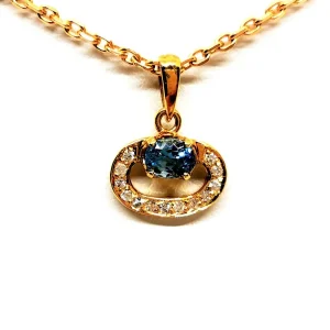 Collier Chaîne + pendentif Or jaune Aigue marine, Diamant