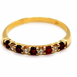 Bague Alliance Or jaune Rubis, Diamant