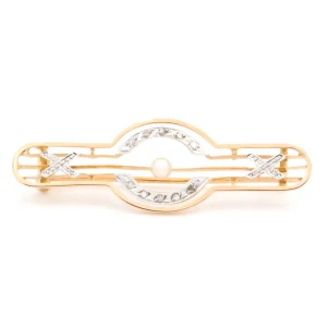 Broche Art déco Or jaune, Or blanc Perle, Diamant