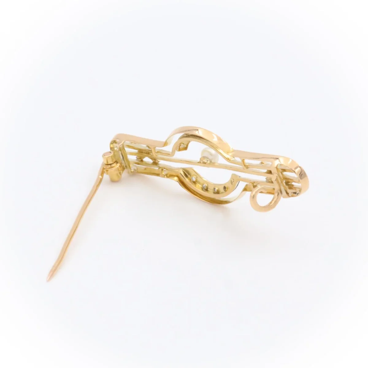 Broche Art déco Or jaune, Or blanc Perle, Diamant – Image 6