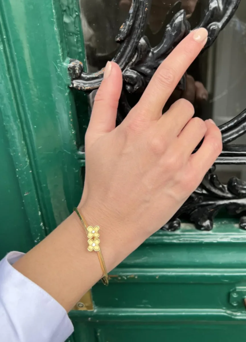 Bracelet Jonc Or jaune Diamant – Image 3